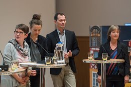 Bild: Podiumisdiskussion mit B. Meißner, K. Faber, M. Wilde und D. Everding